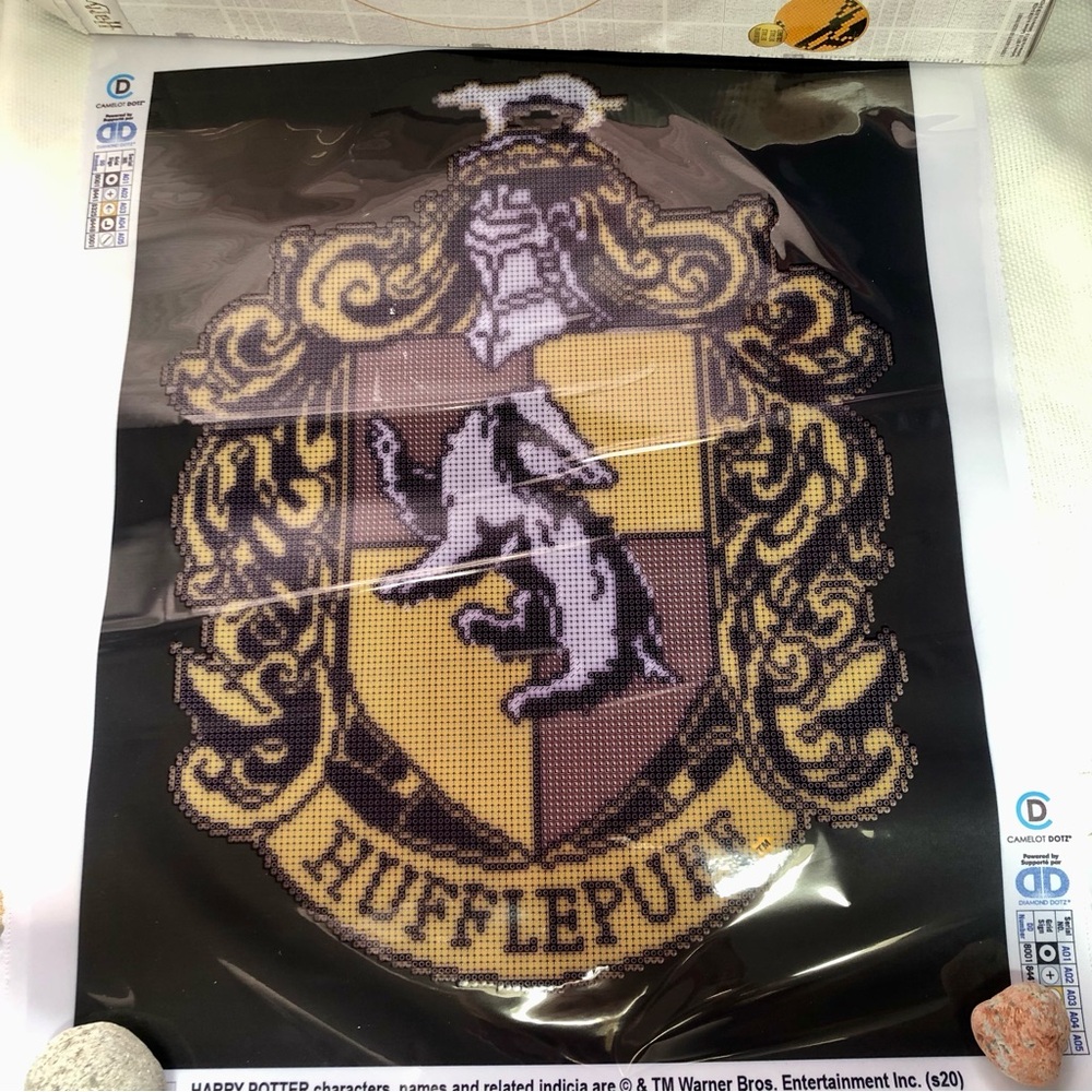 Hufflepuff Crest Diamond Art club Dotz Art fabric panel , instructions chart